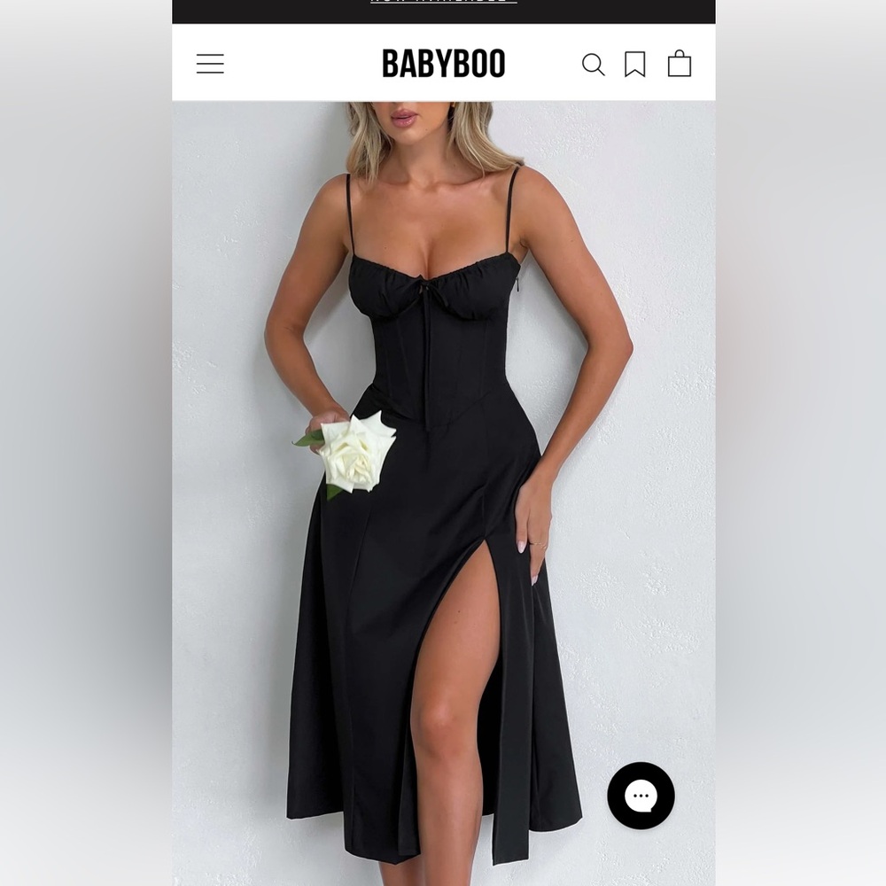 Babyboo Black Midi Dress with Slit